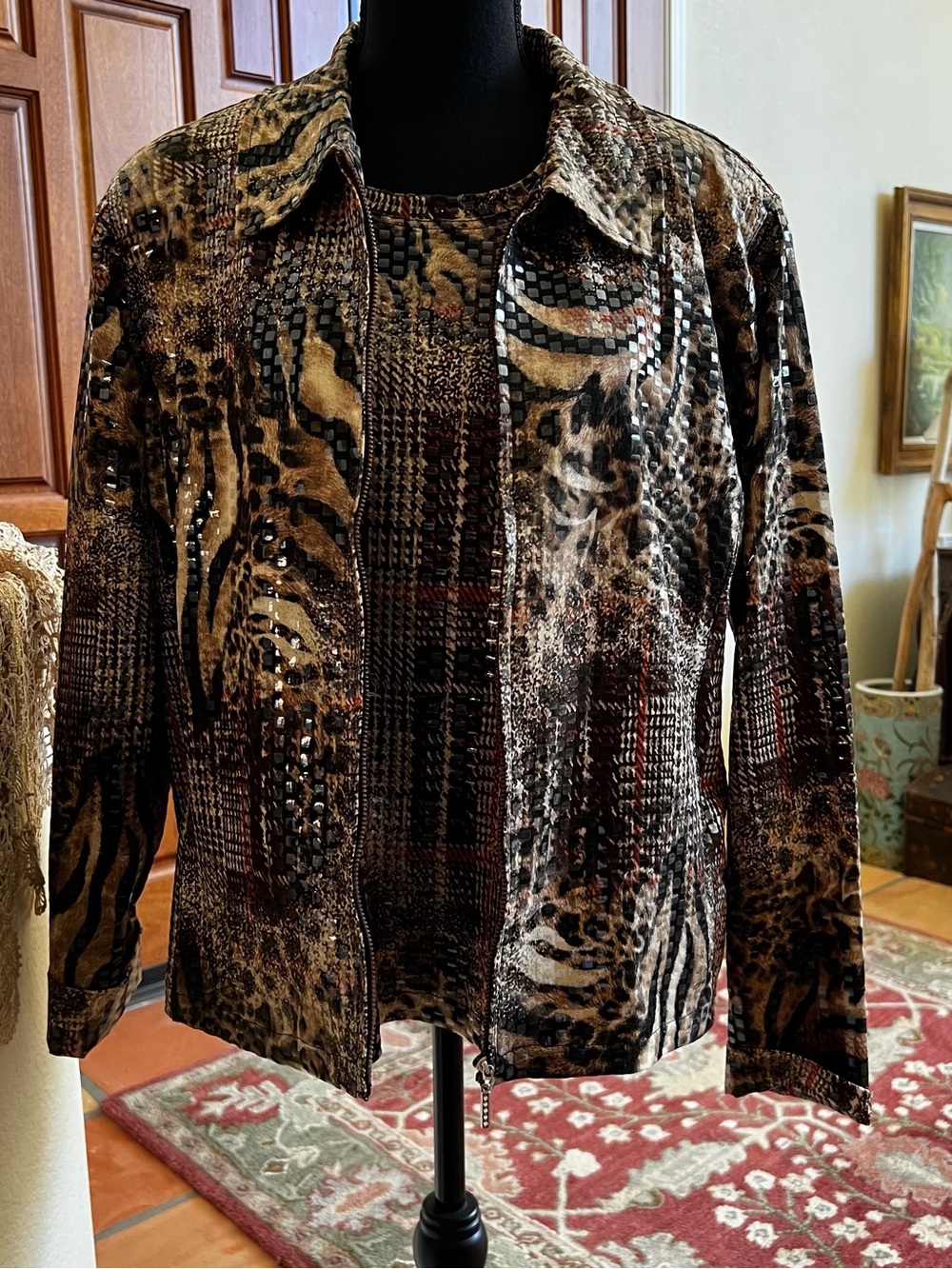 Jackets Galore By John Farah Snake Print Blazer And Top   2 Pc Set Size L